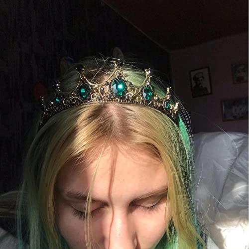 Coroa barroca vintage do Finerador, rainha da noiva verde Tiaras e coroas para mulheres Princesa decorativa Tiaras Acessórios