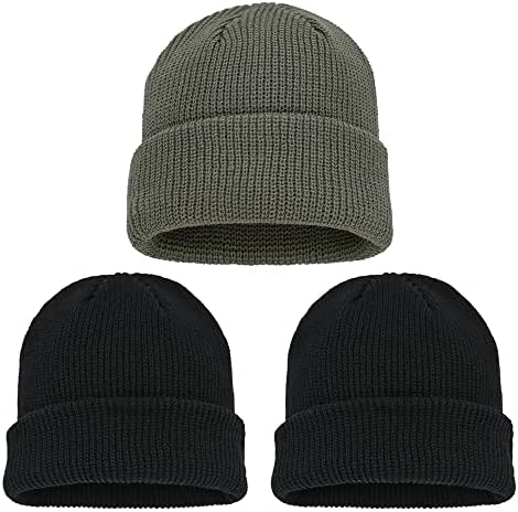 JERAGUE 3 Pack Fashion Feanie Hats for Men Women Winter Warl Grost Knitless Hatless Hat 6 Painel Watch Cap