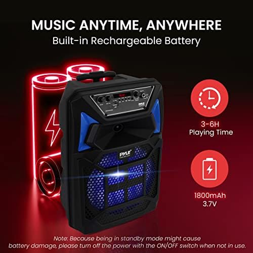 Pyle Bluetooth PA Palestrante e sistema de microfone - alto -falante portátil de karaokê com microfone com fio, luzes de festas