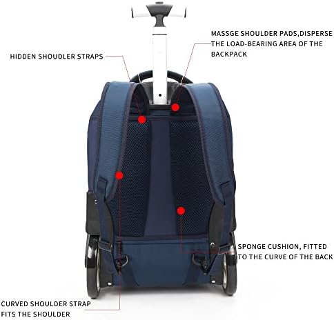 Pinkshe's Aking Aking 18/20 polegadas de uma mochila com rodas resistentes a água com rodas com rodas com laptop