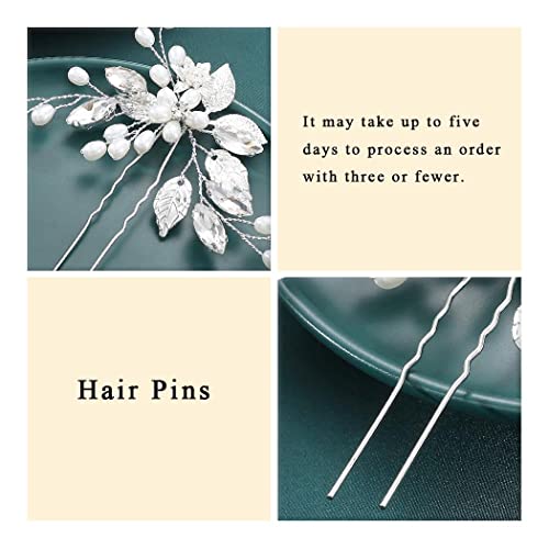Heread Pearl Bride Hair Hair Pins Folhas Capacete de Cristal de Cristal Acessórios para Mulheres e Meninas