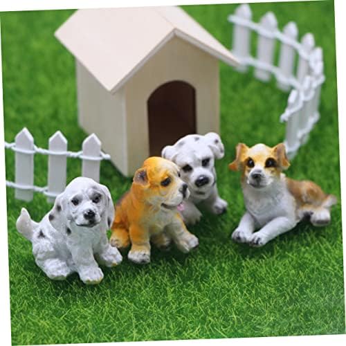 Toyvian 4pcs Simulação Pet Dog Mini Animal Resin