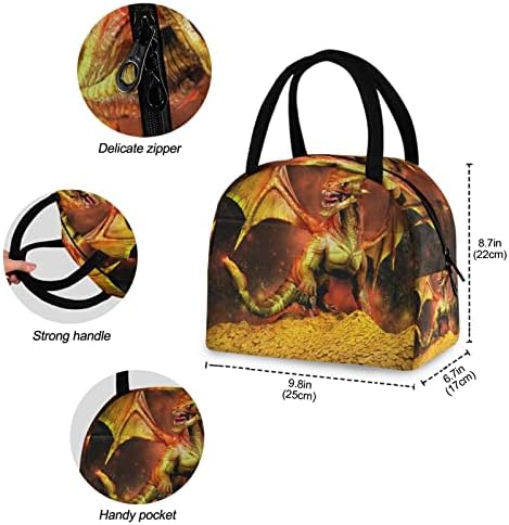 Red Dragon Magic Animal Lunch Saco de bolsas isoladas Bolsas mais frias de lancheira reutilizável portátil para mulheres homens