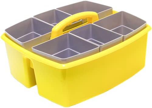 Caddy de sala de aula grande do Storex com xícaras, 13 x 11 x 6,575 polegadas, amarelo, caso de 2