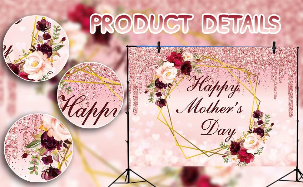 Feliz dia das mães, cenário rosa em ouro rosa Borgonha amor floral coração glitter bokeh fotografia background I Love Mom