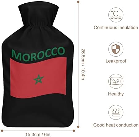 Bandeira da garrafa de água quente do Marrocos 1000 ml com tampa macia removível Saco de injeção de água de pacote