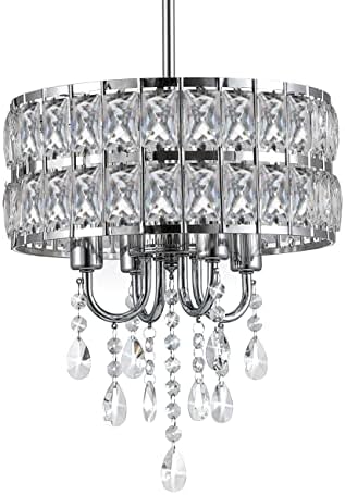 Iluminação semi rubor de lustre de cristal de tambor de monte, lustre de lustre de cristal k9 lustre de 4 luzes de luxo de luxo de luxo de chuva pendente de casa