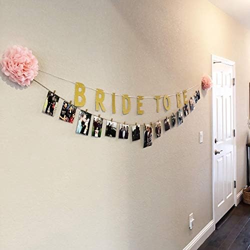 Honbay Glitter Gold Bride To Be Banner com Sweet Heart, Decorações de suprimentos para festas de chá de panela