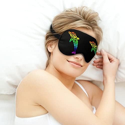 Rainbow Dolphin Funny Sleep Eye Mask, cobertura de olhos macios, com olho noturna ajustável para homens para homens, mulheres