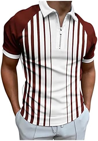Camisa de pólo listrada vintage de camisa de golfe de cor retrô casual contraste camisetas de golfe slim fit