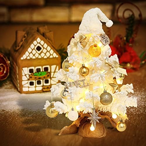 19.6 polegadas mini árvore de natal árvore de árvore artificial Árvore de Natal Pequena árvore de Natal com luzes e ornamentos para