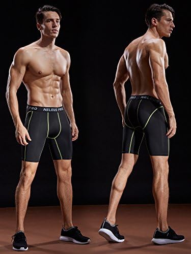NELEUS MEN's 3 Pack Compression Shorts