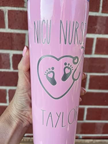 Presente de enfermeira de enfermeira de enfermeira de enfermeira da UTI de NICU - 20 oz de aço inoxidável copo magro - inclui tampa e palha - isolada a vácuo - presente médico, rn graduação em enfermagem estudante de enfermagem