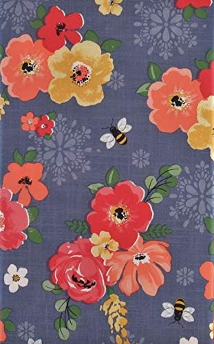 Abelhas movimentadas em meio a flores coloridas de flanela de vinil toalha de mesa