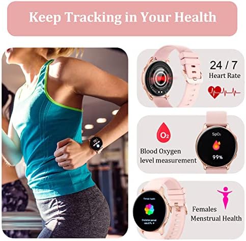 Relógio inteligente para mulheres Samsung iPhone Android Compatível, Saúde e Fitness Smartwatch Smartwatch com tela sensível ao toque
