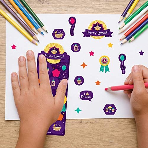 Big Dot of Happiness Happy Diwali - Festival of Lights Party Favor Kids Stickers - 16 folhas - 256 adesivos