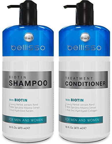 Shampoo e condicionador de biotina Conjunto para volume e máscara de condicionador de cabelo de biotina com óleo de argan para cabelos danificados e spray de protetor de calor com biotina e óleo de argan marroquino