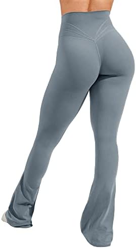 GYIEFCG Womens High Caist Flare Athletic Pants com bolsos levantando o exercício de treping bootcut leggings