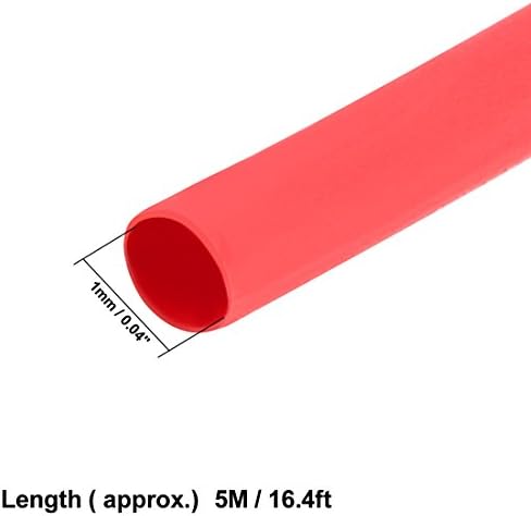 tubulação de encolhimento de calor UXCELL 1MM DIA 5M 2: 1 Encolher de fio de tubo de tubo vermelho