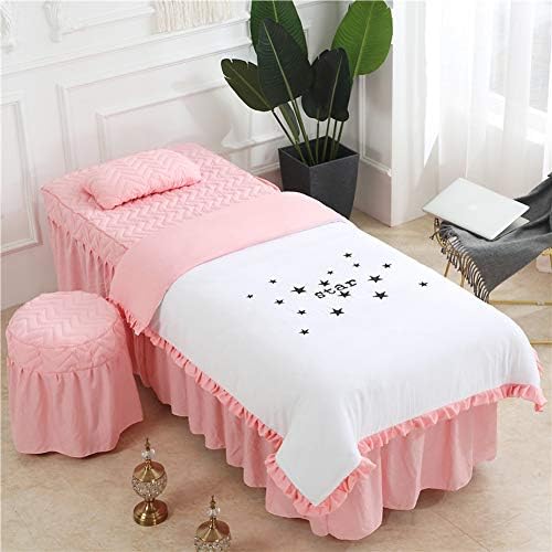 Lavagem de algodão Jacquard Massage Conjuntos de tabela, coloração sólida Cabeça quadrada de 4 peças Capa de cama de beleza