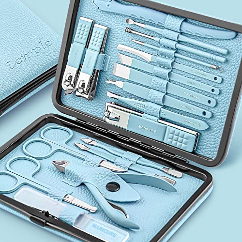 Manicure Set Kit Professional Pedicure Kit Clippers Kit - 18 PCS Ferramentas de cuidados com as unhas - kit de preparação com luxuosos estojos de viagem atualizados