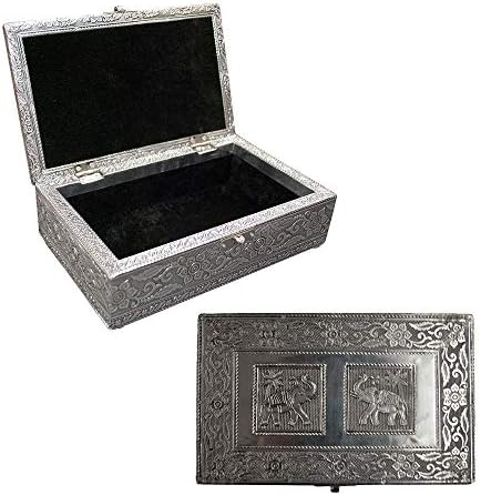 Caixa de caixa de jóias vintage | 9 estilos | Bronze ou prata metal metálico revestimento com designs de sotaque floral | Perfeito