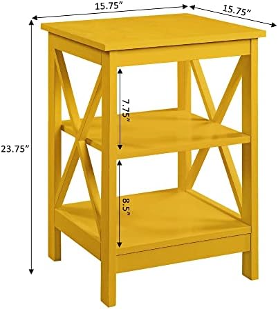 Conceitos de conveniência Oxford End Table com prateleiras, amarelo