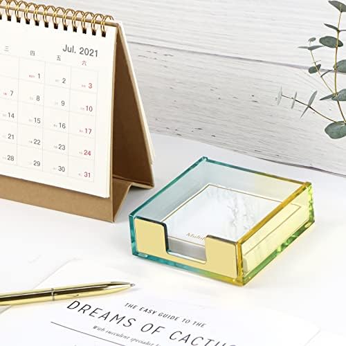 Clear ouro acrílico acrílico adesivo sticky stick titular para mesa de mesa, dispensador de papel de memorando, organizador de acessórios
