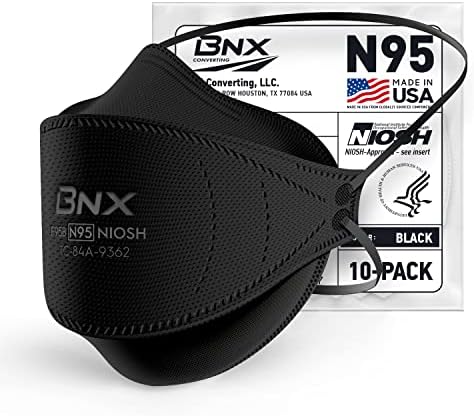 BNX N95 Máscara Certificada NIOSH preto Made nos EUA Máscara de proteção de proteção do respirador de partículas, estilo