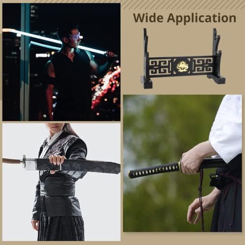 Kapmore Sword Stand, Clássico Chinês Longo de Espada Longo Cinguezes, Rack de Display Katana de camada dupla, suporte