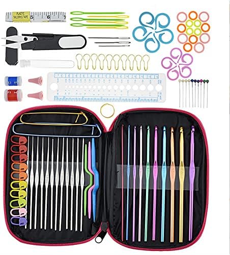 Color Zebra Crochet Gays Definir kit de agulhas de crochê com estojo de armazenamento A agulhas de tricô multicolor de alumínio Multicolor