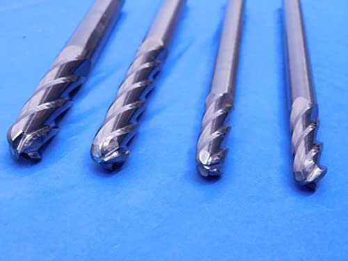 Lote de 4 reorground Solid Carbide Ball Nose End Mills 4 flautas 3/8 7/16 1/2 - MS5561JHD