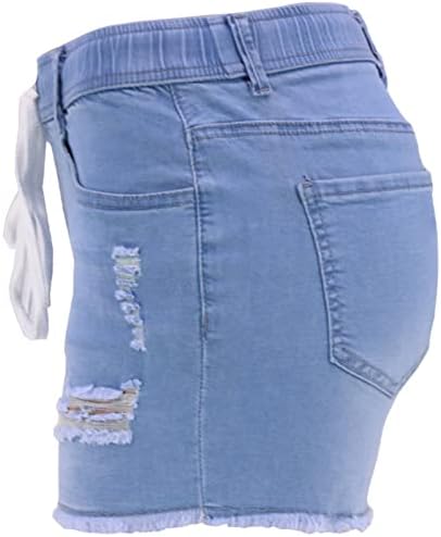 Jeke-dg de cintura elástica de jeke-dg shorts de cintura alta jeans shorts de jeans de jeans PLATURAS