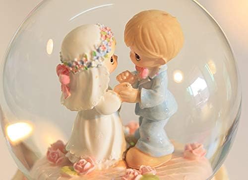 Presente de casamento romântico de zamtac Caixa de neve flutuante Caixa de música Crystal Ball Birthday Presente para