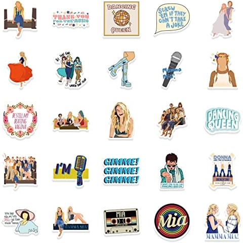 Mamma Mia! Adesivos para garrafa de água para adultos, 50pcs Funny Musical Movie Perro impermeável Decal