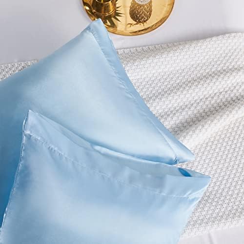 Brophases de seda de cetim para cabelos e pele 2 Pacote de travesseiros queen size resistentes a rugas Capas de travesseiro ultra macio com fechamento de envelopes