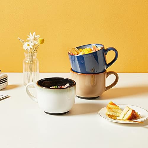 Caneca de porcelana de aveia extra grande de Sicuya com alça - caneca de café de 24 oz de largura, microondas e lava -louças seguras, café da manhã e tigela de sopa, caneca de cerâmica para leite, chá, frutas, sorvete…