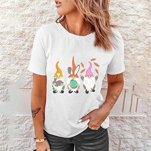 Camiseta de páscoa para mulheres engraçadas de manga curta de manga curta camisetas gráficas casuais casuais crewneck de verão