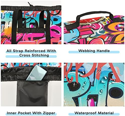 Bolsas de lavanderia de parede de graffiti Backpack Backpack Backps Sacos de lavagem de lavagem de roupas sujas Organizador para o Camp Dorm Fundials do acampamento de viagens