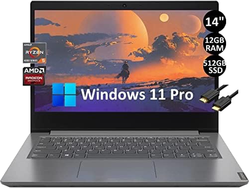 Lenovo 14 Laptop de negócios, 6 núcleos, webcam, RJ-45, Wi-Fi, Bluetooth, IST Computers HDMI, Windows 11 Pro