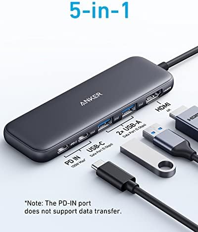 Anker 332 USB-C Hub com tela HDMI 4K, porta de dados USB-C 5Gbps e 2 portas de dados USB-A 5Gbps e para MacBook Pro, MacBook