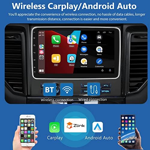 10 polegadas Din Din Car Rádio Estéreo Apple Apple CarPlay Android Auto, Digital HD Rotate Touch Screen Unit