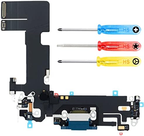 Conector MMOBiel Dock Compatível com o iPhone 13-6,1 polegadas - 2021 - Cabo da porta de carregamento - Porta de fone de ouvido/Microfone/Antena Substituição - incl. Chaves de fenda - azul