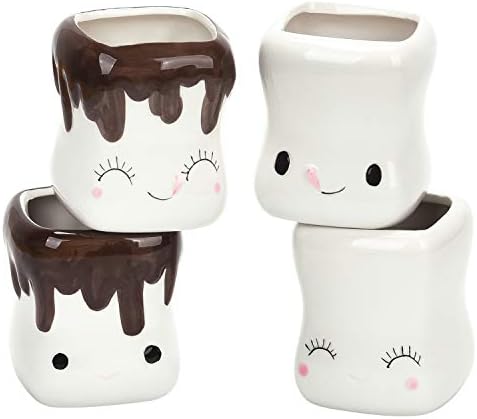 Yhrjwn Marshmallow Canecas Conjunto de 4 canecas fofas copos de marshmallow para crianças Cocos de chocolate quente Presente de canecas para o dia das mães do Natal