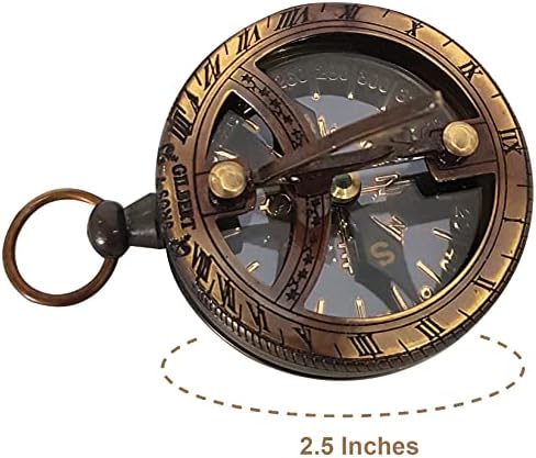 Bússola de relógio náutico de bronze - Gilbert & Sons Vintage Pocket Navigation Hucking Antique Compass