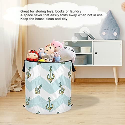 Bright Kids Anchor Pop Up Up Laundry Horty com tampa de cesta de armazenamento dobrável Bolsa de roupa dobrável para o hotel de apartamento