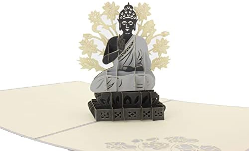 Kiripop Buddha Meditation Love Pop Up 3D Cartão de felicitações - artesanal 6x8in - Grande presente de zen para todas as ocasiões, feliz