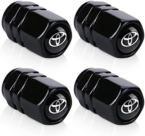 Capas de haste da válvula de pneus incríveis, compatíveis com a série Toyota Cap capa universal de carro de ar acessórios para carros, SUV, caminhão, motocicletas 4pcs （preto）