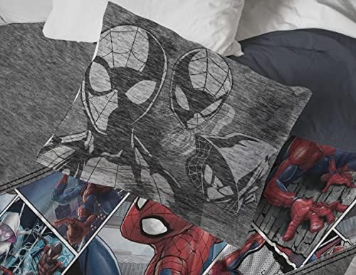 Jay Franco Marvel Spiderman Grunge Rainha Consolador e Conjunto Sham - Bedding Super Soft Kids - Microfibra resistente à Fade