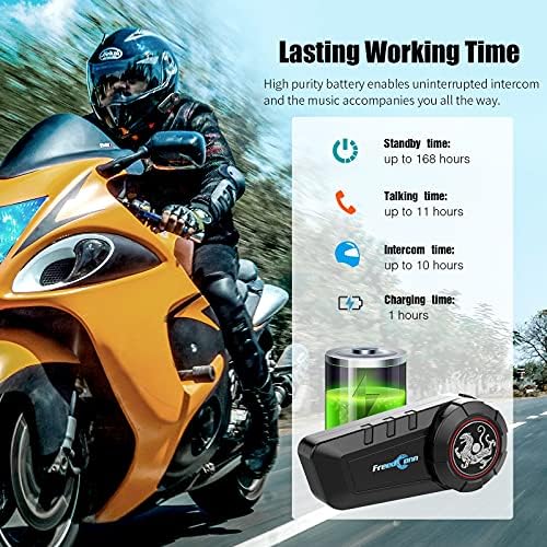FreedConn KY-Pro Motociclo Capacete à prova d'água e sem fio Bluetooth fone de ouvido Bluetooth/FM Radio/1000m Intercom/6